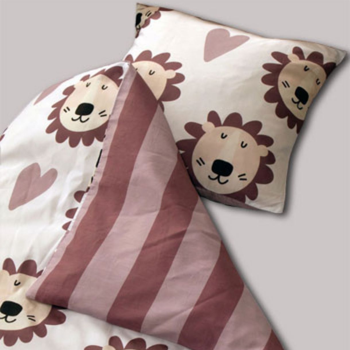 Billede af Baby sengetøj - sovende løve støvet lilla